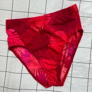 90s MixIt Swim High Waisted Bikini Bottoms - Pink Tropical Print | Sz: 12/M